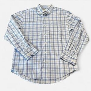 Izod Mens Plaid Long Sleeve Button Down Shirt- Premium Essential Like New